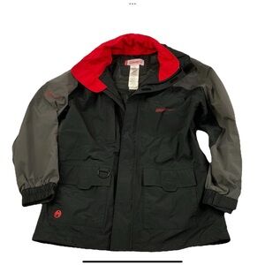 Coleman Outdoor Softshell Hooded Nylon Jacket Men's Medium Gray Black Red New